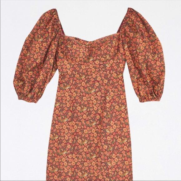 Farm Rio leopard garden puff sleeve mini dress fall - Picture 2 of 8